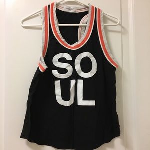 Soul jersey style tank with orange trim